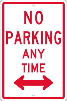 No Parking Any Time (W/Double Arrow) - 18X12 - .063 Alum - TM016H