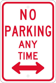 No Parking Any Time (W/Double Arrow - 18X12 - .080 Hip Ref Alum - TM016K