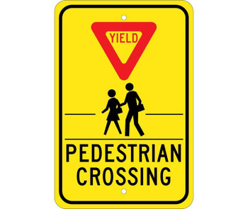 Yield (Graphic) Pedestrian Crosswalk - 18X12 - .080 Hip Ref Alum - TM169K