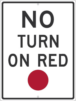 No Turn On Red(Graphic Red Dot)Sign - 24X18 - .080 Egp Ref Alum - TM533J