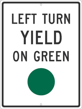 Left Turn Yield On Green(Graphic Green Dot)Sign - 24X18 - .080 Egp Ref Alum - TM534J