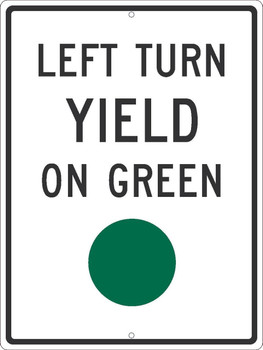 Left Turn Yield On Green(Graphic Green Dot)Sign - 24X18 - .080 Hip Ref Alum - TM534K