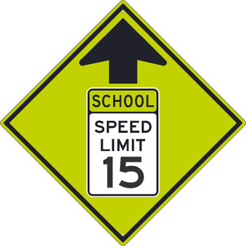 (Graphic School Speed Limit Sign With Arrow) - 30X30 .080 Dg Ref Alum - TM606DG