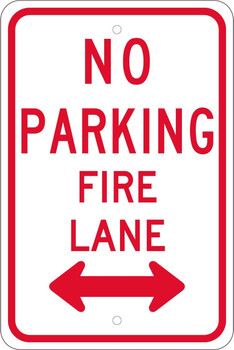 No Parking Fire Lane (W/ Double Arrow) - 18X12 - .080 Egp Ref Alum - TM620J