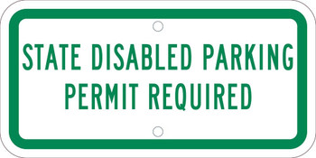 State Disabled Permit Required -6X12 Plaque Sign - .080 Ref Alum - TMAS17J