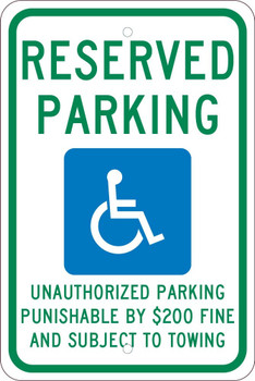 Reserved Parking - 18X12 - .080 Egp Ref Alum Sign - TMS335J