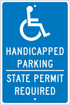Handicapped Parking State Permit Required -18X12 - .063 Alum Sign - TMS337H