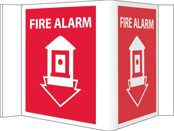 Visi Sign - Fire Alarm - Red - 8X14 1/2 - Rigid Vinyl - VS13R