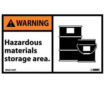 Warning: Hazardous Materials Storage Area (Graphic) - 3X5 - PS Vinyl - Pack of 5 - WGA15AP