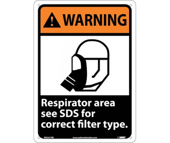 Warning: Respirator Area See Sds For Correct Filter Type - 14X10 - Rigid Plastic - WGA41RB