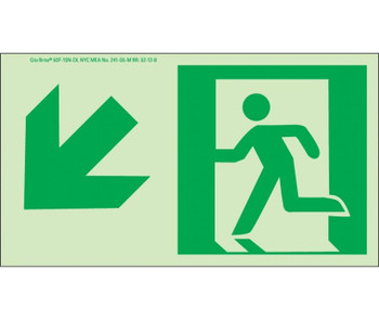 Nyc Directional Sign - Down Left - 4.5X8 - Flex - 7550 Glo Brite - Mea Approved - 50F-1SN-DL