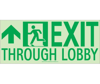 Nyc Exit Through Lobby Sign - Forward Left Side - 7X16 - Flex - 7550 Glo Brite - Mea Approved - 50F-4SN-L