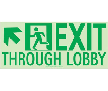 Nyc Exit Through Lobby Sign - Up Left - 7X16 - Flex - 7550 Glo Brite - Mea Approved - 50F-4SN-UL