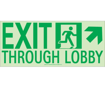 Nyc Exit Through Lobby Sign - Up Right - 7X16 - Flex - 7550 Glo Brite - Mea Approved - 50F-4SN-UR