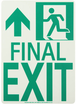 Nyc Final Exit Sign - Forward/Left Side - 11X8 - Rigid - 7550 Glo Brite - Mea Approved - 50R-3SN-L