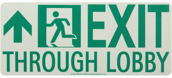 Nyc Exit Through Lobby Sign - Forward Left Side - 7X16 - Rigid - 7550 Glo Brite - Mea Approved - 50R-4SN-L