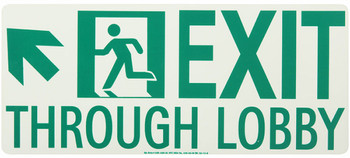 Nyc Exit Through Lobby Sign - Up Left - 7X16 - Rigid - 7550 Glo Brite - Mea Approved - 50R-4SN-UL