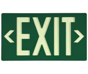 Exit - Globrite Eco Exit - Double Sided Green W/Bracket - Black - 8.25X15.25 - 7082B