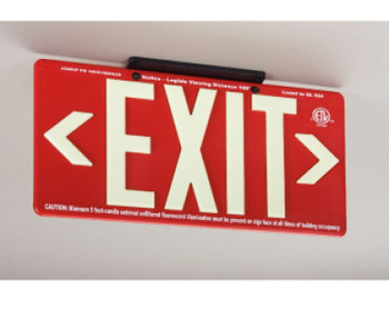 Exit - Globrite Eco Exit - Double Sided Red W/Bracket - Black - 8.25X15.25 - 7072B