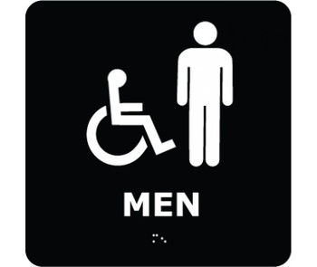 Ada - Braille - Men (W/Handicap Symbol) - Blk - 8X8 - ADA4WBK