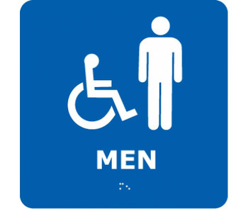 Ada - Braille - Men (W/Handicap Symbol) - Blue - 8X8 - ADA4WBL