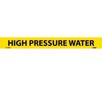 Pipemarker - PS Vinyl - High Pressure Water - 1X9 1/2" Cap Height - C1133Y