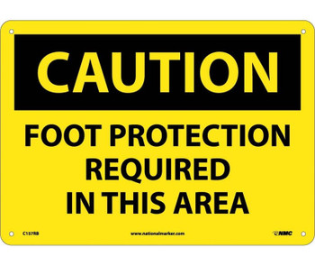 Caution: Foot Protection Required In This Area - 10X14 - Rigid Plastic - C157RB