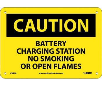 Caution: Battery Charging Station No Smoking Or Open Flames - 7X10 - .040 Alum - C386A