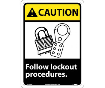 Caution: Follow Lock Out Procedures (W/Graphic) - 14X10 - Rigid Plastic - CGA4RB