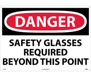 Danger: Safety Glasses Required Beyond This Point - 20X28 - Rigid Plastic - D108RD