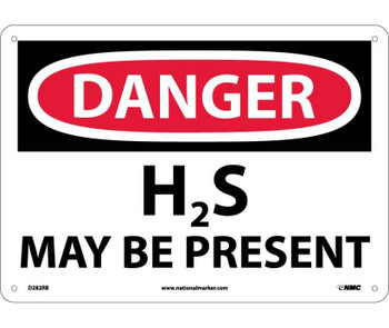 Danger: H2S May Be Present - 10X14 - .050 Rigid Plastic - D282RB