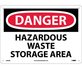 Danger: Hazardous Waste Storage Area - 10X14 - Rigid Plastic - D285RB