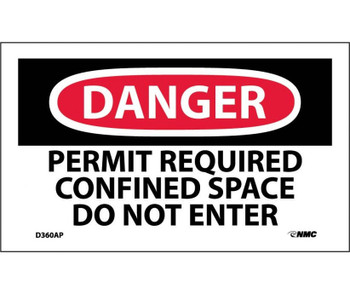 Danger: Permit Required Confined Space Do Not Enter - 3X5 - PS Vinyl - Pack of 5 - D360AP