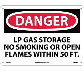 Danger: Lp Gas Storage No Smoking Or Open - 10X14 - Rigid Plastic - D452RB