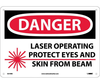 Danger: Laser Operating Protect Eyes And Skin From Beam - Graphic - 10X14 - Rigid Plastic - D570RB