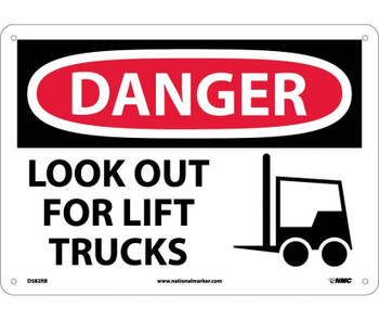 Danger: Look Out For Lift Trucks - Graphic - 10X14 - Rigid Plastic - D582RB