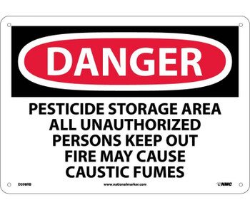 Danger: Pesticide Storage Area All Unauthorized Persons Keep Out Fire May Cause Caustic Fumes - 10X14 - Rigid Plastic - D598RB
