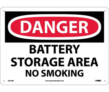Danger: Battery Storage Area No Smoking - 10X14 - Rigid Plastic - D672RB