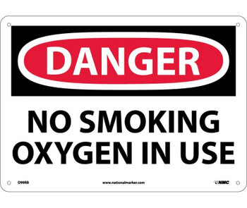 Danger: No Smoking Oxygen In Use - 10X14 - Rigid Plastic - D99RB
