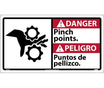 Danger: Pinch Points (Bilingual W/Graphic) - 10X18 - Rigid Plastic - DBA9R