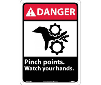 Danger: Pinch Points Watch Your Hands (W/Graphic) - 14X10 - Rigid Plastic - DGA19RB