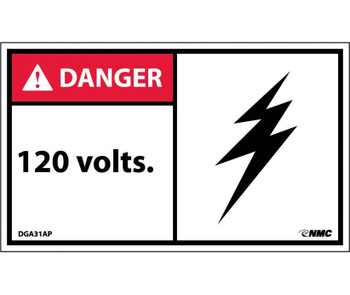 Danger: 120 Volts - 3X5 - PS Vinyl - Pack of 5 - DGA31AP