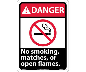 Danger: No Smoking Matches Or Open Flames (W/Graphic) - 14X10 - Rigid Plastic - DGA6RB