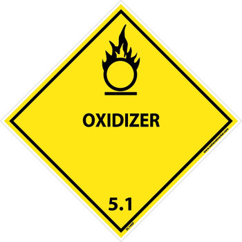 Dot Shipping Labels - Oxidizer - 4X4 - PS Vinyl - Pack of 25 - DL14AP