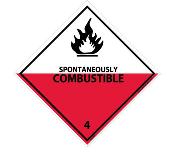 Dot Shipping Labels - Spontaneously Combustible - 4X4 - PS Vinyl - Pack of 25 - DL21AP
