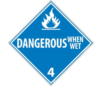 Placard - Dangerous When Wet 4 - 10 3/4X10 3/4 - Rigid Plastic - DL47R