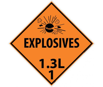 Placard - Explosives 1.3L 1 - 10.75X10.75 - PS Vinyl - DL93P