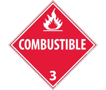 Placard - Combustible 3 - 10 3/4X10 3/4 - Rigid Plastic - DL9R