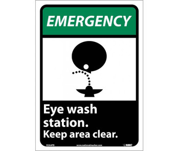 Emergency - Eye Wash Station Keep Area Clear (W/Graphic) - 14X10 - PS Vinyl - EGA4PB