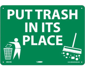 Put Trash In It'S Place (Graphic) 10X14 - Rigid Plastic - ENV27RB